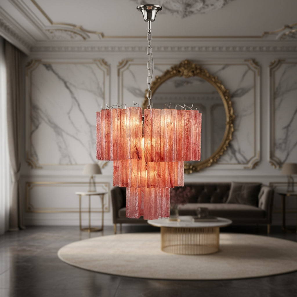 Pink Murano Glass Chandelier