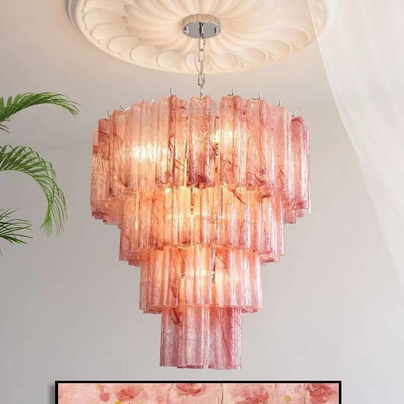 Pink Murano Glass Chandelier