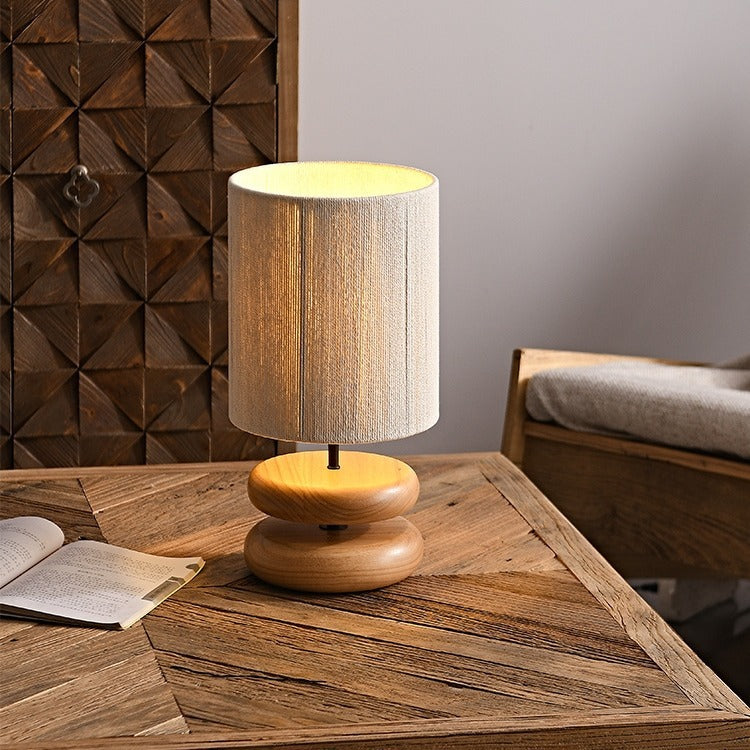 Wabi-Sabi Walnut Wood Table Lamp | Japanese Style