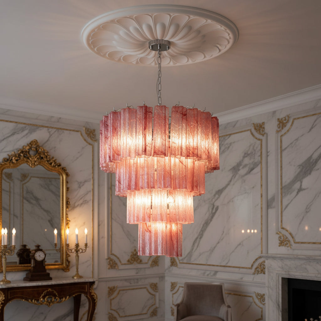 Pink Murano Glass Chandelier