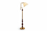 AMBRETTE Brass & Walnut Linen Shade Floor Lamp