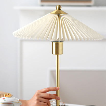 Luxury Pleated White Gold Table Lamp