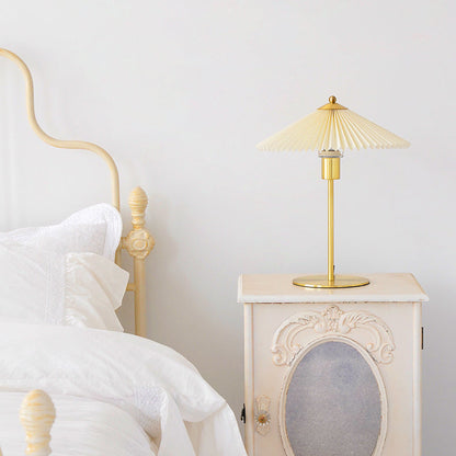 Luxury Pleated White Gold Table Lamp