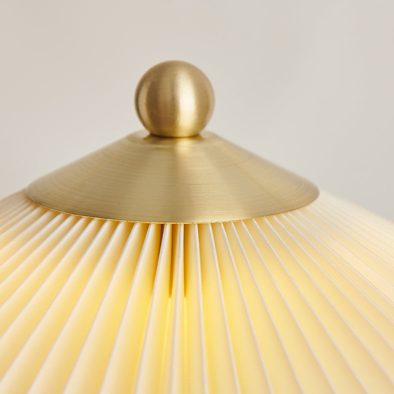 Luxury Pleated White Gold Table Lamp