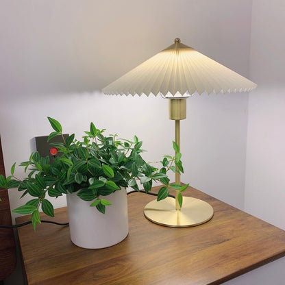 Luxury Pleated White Gold Table Lamp