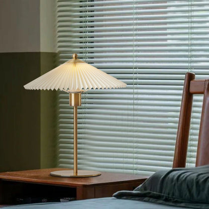Luxury Pleated White Gold Table Lamp