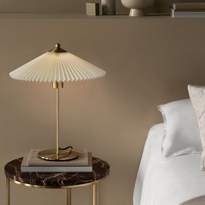Luxury Pleated White Gold Table Lamp