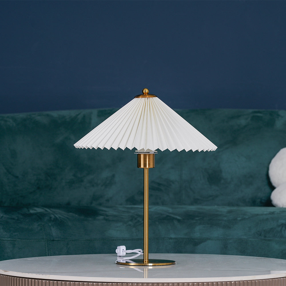 Luxury Pleated White Gold Table Lamp