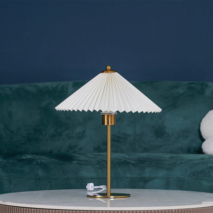 Luxury Pleated White Gold Table Lamp