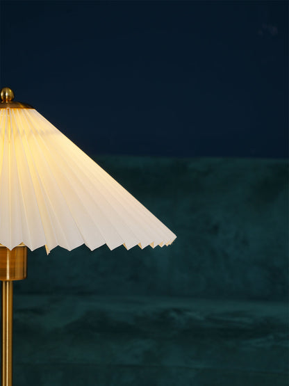 Luxury Pleated White Gold Table Lamp