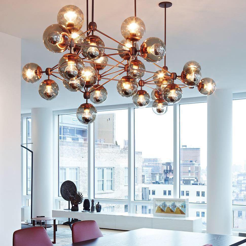 PERLAGE Glass Globe Cluster Chandelier