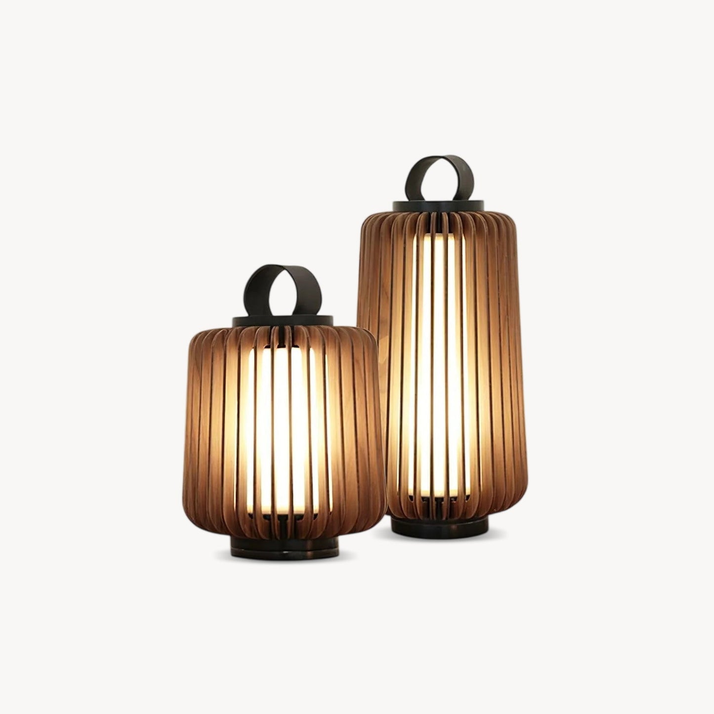 Nordic Teak Outdoor Lantern Rechargeable Light