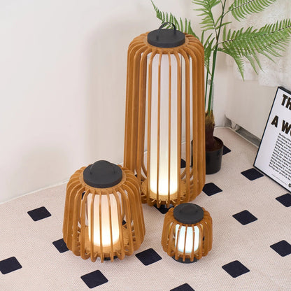 Nordic Teak Outdoor Lantern Rechargeable Light