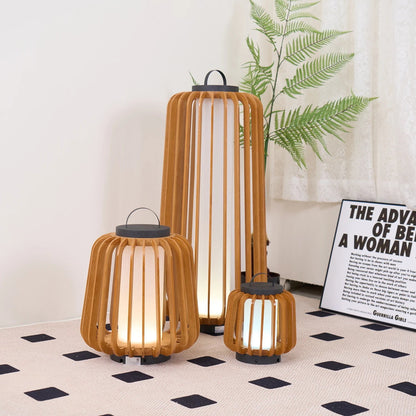 Nordic Teak Outdoor Lantern Rechargeable Light