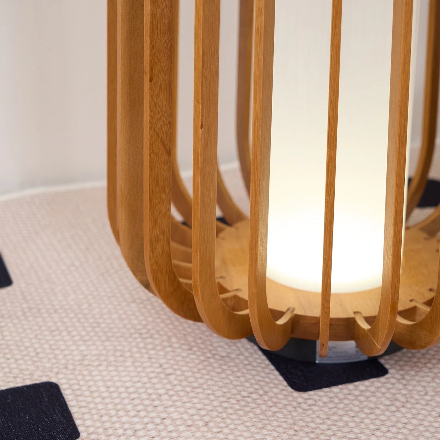 Nordic Teak Outdoor Lantern Rechargeable Light