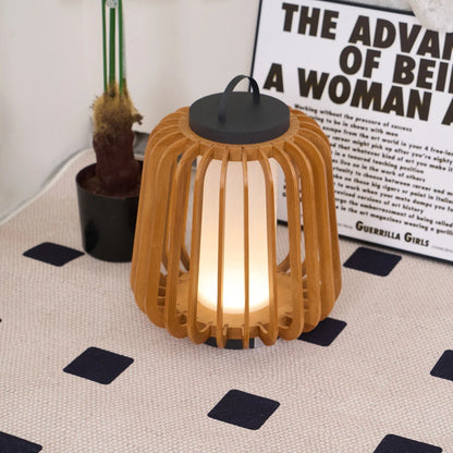 Nordic Teak Outdoor Lantern Rechargeable Light