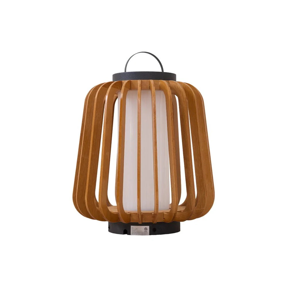Nordic Teak Outdoor Lantern Rechargeable Light