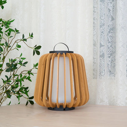 Nordic Teak Outdoor Lantern Rechargeable Light
