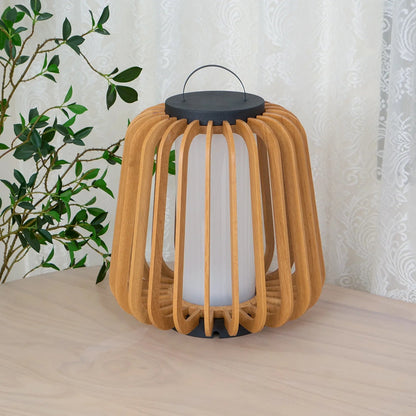 Nordic Teak Outdoor Lantern Rechargeable Light