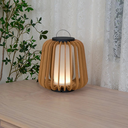 Nordic Teak Outdoor Lantern Rechargeable Light