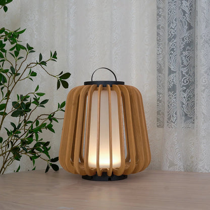 Nordic Teak Outdoor Lantern Rechargeable Light