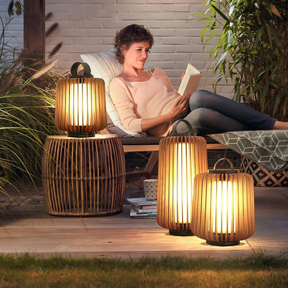 Nordic Teak Outdoor Lantern Rechargeable Light