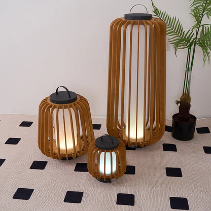 Nordic Teak Outdoor Lantern Rechargeable Light