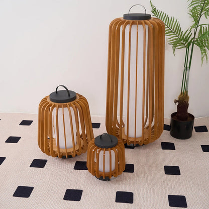 Nordic Teak Outdoor Lantern Rechargeable Light
