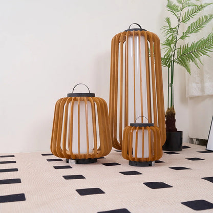 Nordic Teak Outdoor Lantern Rechargeable Light