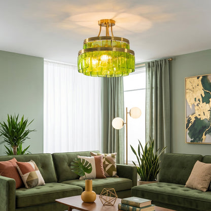 Aria Green Glass Flush Mount