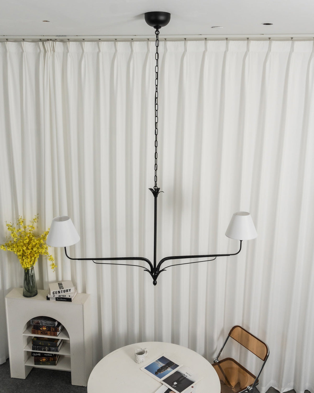 FUCINA Wrought Iron Linen Linear Chandelier