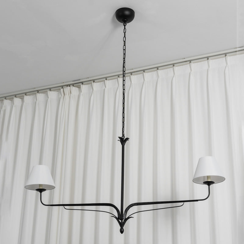 FUCINA Wrought Iron Linen Linear Chandelier