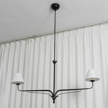 FUCINA Wrought Iron Linen Linear Chandelier