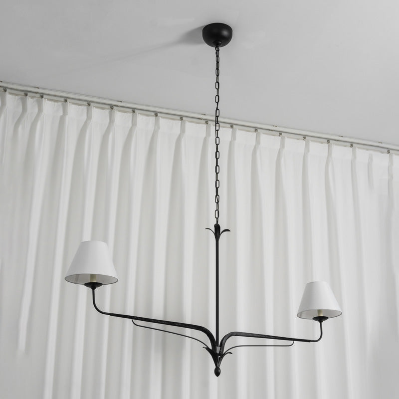 FUCINA Wrought Iron Linen Linear Chandelier