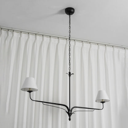 FUCINA Wrought Iron Linen Linear Chandelier