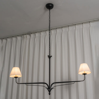 FUCINA Wrought Iron Linen Linear Chandelier