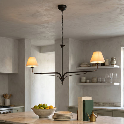 FUCINA Wrought Iron Linen Linear Chandelier