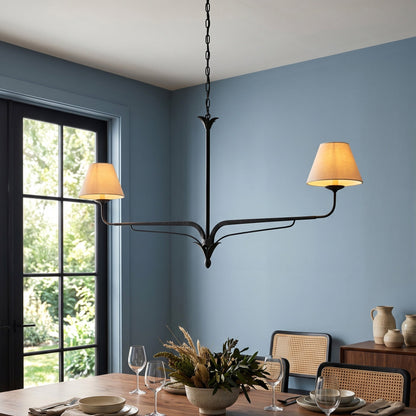 FUCINA Wrought Iron Linen Linear Chandelier