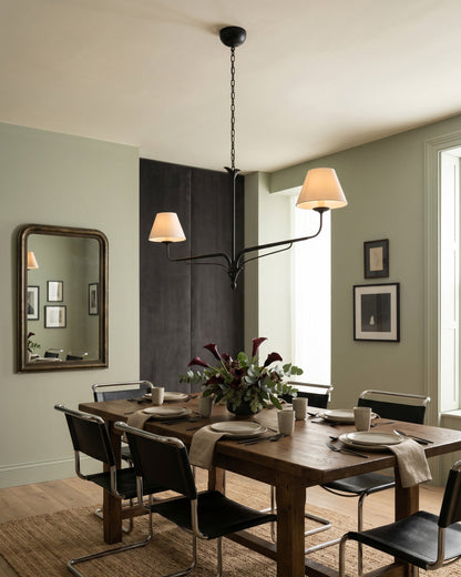 FUCINA Wrought Iron Linen Linear Chandelier