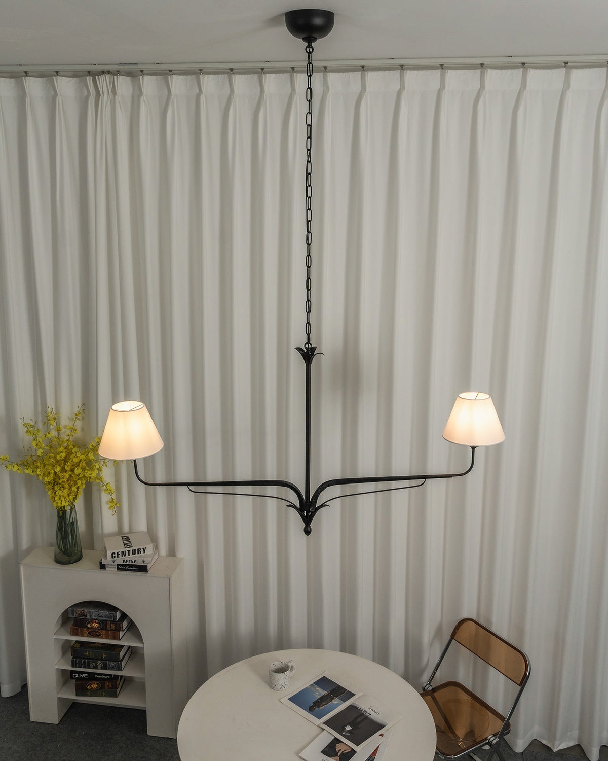 FUCINA Wrought Iron Linen Linear Chandelier