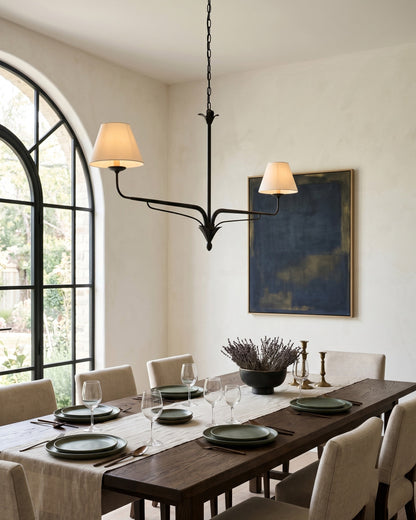 FUCINA Wrought Iron Linen Linear Chandelier