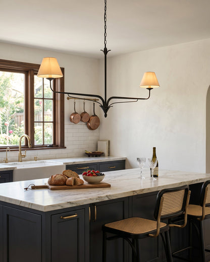FUCINA Wrought Iron Linen Linear Chandelier