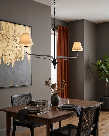 FUCINA Wrought Iron Linen Linear Chandelier