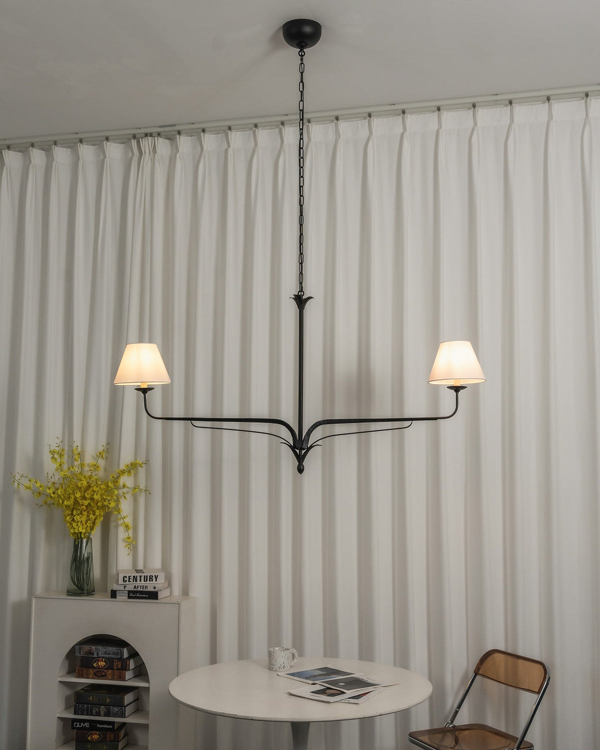 FUCINA Wrought Iron Linen Linear Chandelier