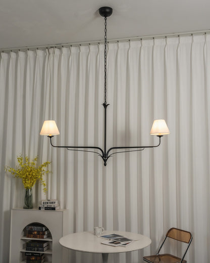 FUCINA Wrought Iron Linen Linear Chandelier