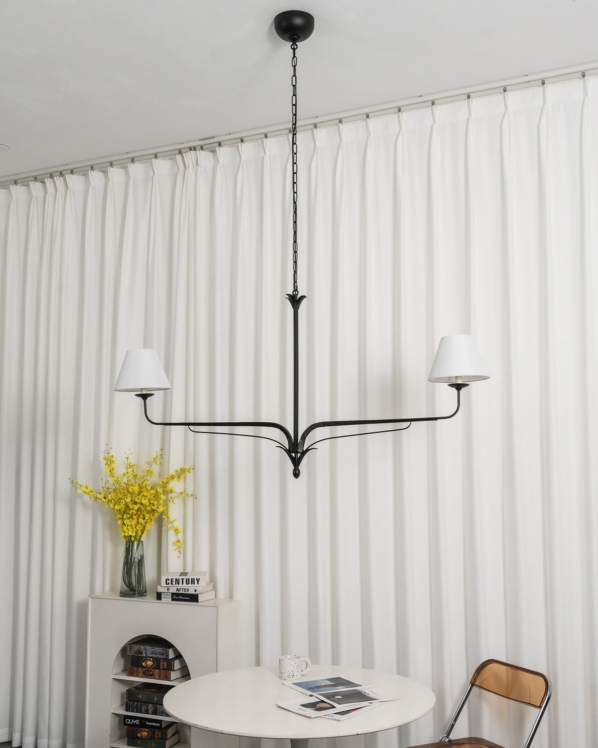 FUCINA Wrought Iron Linen Linear Chandelier