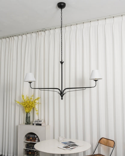 FUCINA Wrought Iron Linen Linear Chandelier