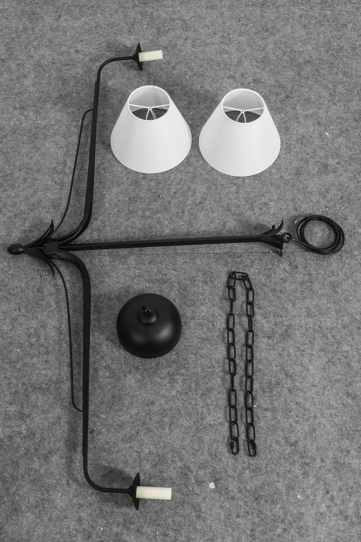 FUCINA Wrought Iron Linen Linear Chandelier