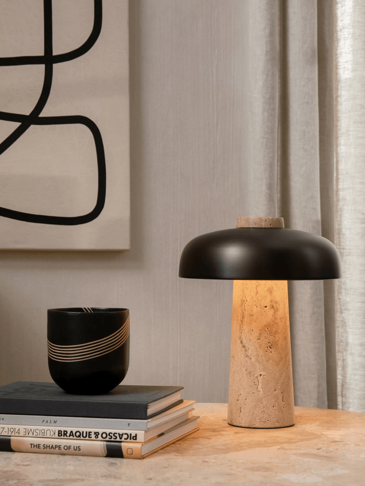 Travertine Halo Table Lamp