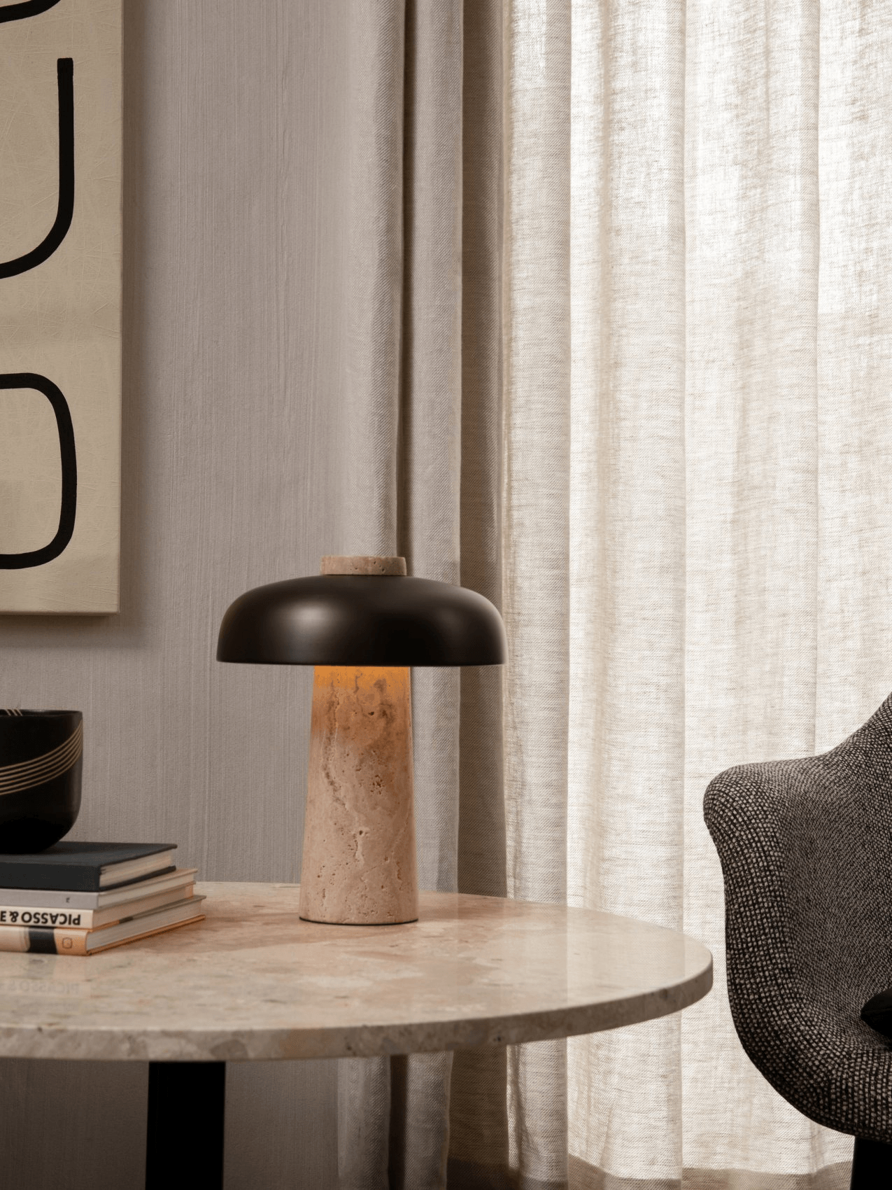 Travertine Halo Table Lamp